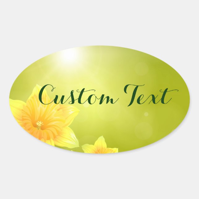 Spring Flowers Yellow Daffodils Oval Sticker (Front)