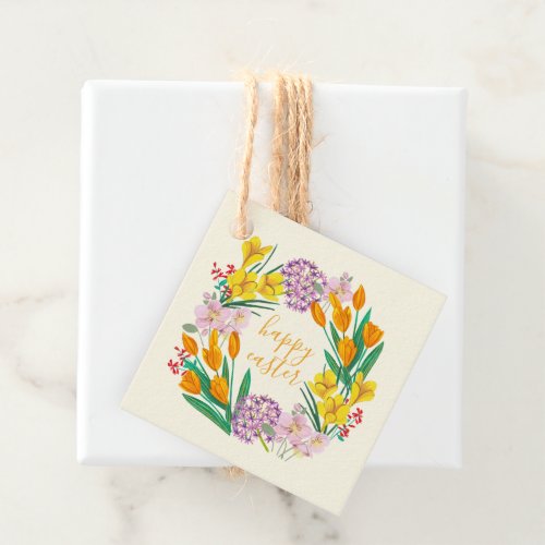 Spring flowers yellow easter floral tulip drawing favor tags