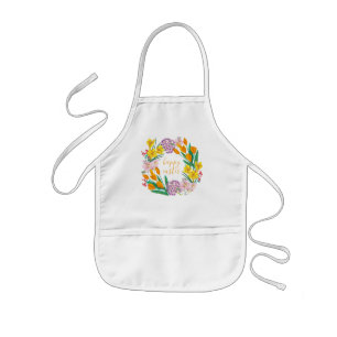 Spring flowers yellow easter floral tulip drawing kids' apron