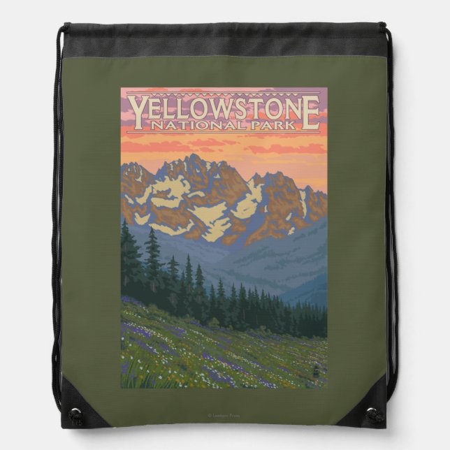 Spring Flowers - Yellowstone National Park Drawstring Bag (Front)