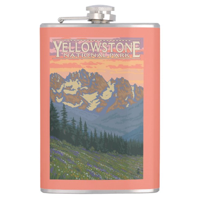 Spring Flowers - Yellowstone National Park Flask (Front)