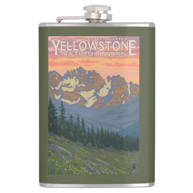 Spring Flowers - Yellowstone National Park Flask (Front)