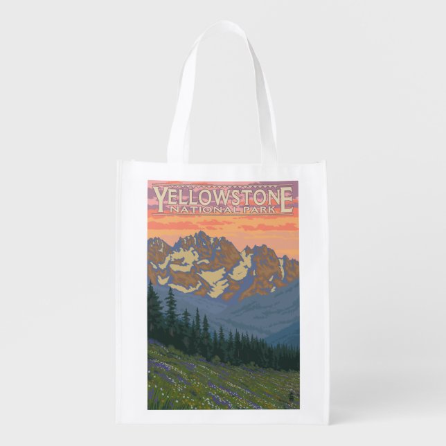 Spring Flowers - Yellowstone National Park Grocery Bag (Front)
