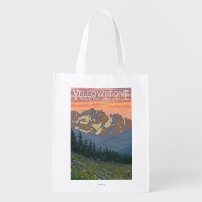 Spring Flowers - Yellowstone National Park Grocery Bag (Front)