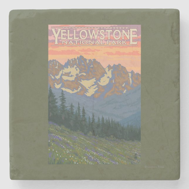 Spring Flowers - Yellowstone National Park Stone Coaster (Front)