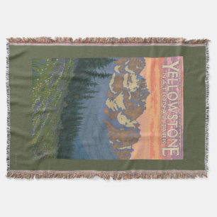 Spring Flowers - Yellowstone National Park Throw Blanket
