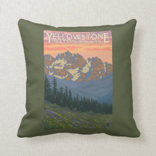 Spring Flowers - Yellowstone National Park Throw Pillow
