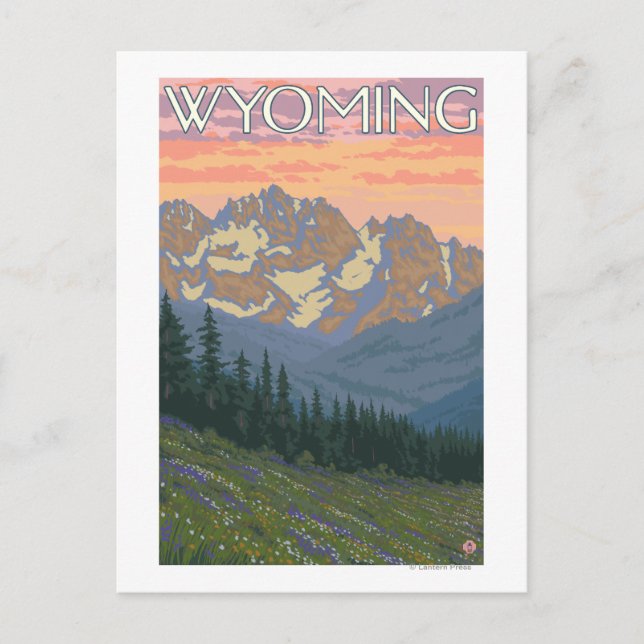 Spring FlowersWyomingVintage Travel Poster Postcard (Front)