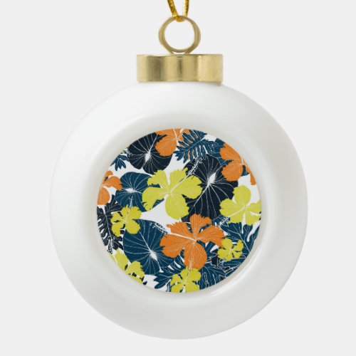 Spring Flowery Vintage Floral Texture Ceramic Ball Christmas Ornament