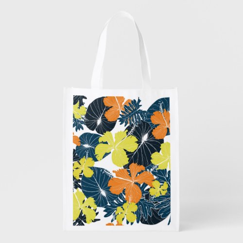 Spring Flowery Vintage Floral Texture Grocery Bag