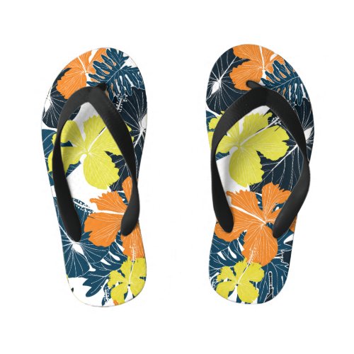 Spring Flowery Vintage Floral Texture Kids Flip Flops