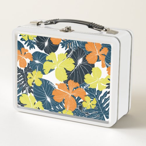 Spring Flowery Vintage Floral Texture Metal Lunch Box