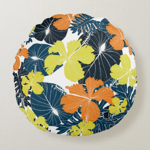 Spring Flowery Vintage Floral Texture Round Pillow