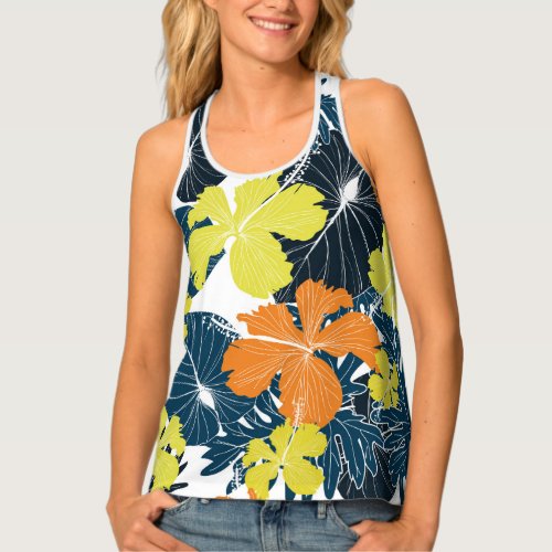 Spring Flowery Vintage Floral Texture Tank Top