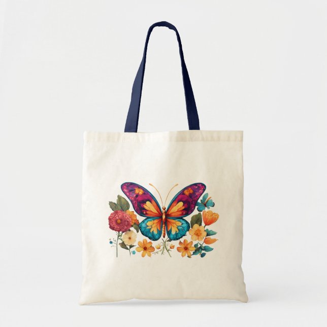 Spring Flutter: Colorful Butterflies Budget Tote (Front)