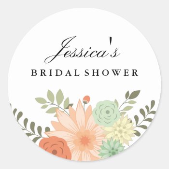 Spring Foliage Bridal Shower Sticker by PaperLoveDesigns at Zazzle