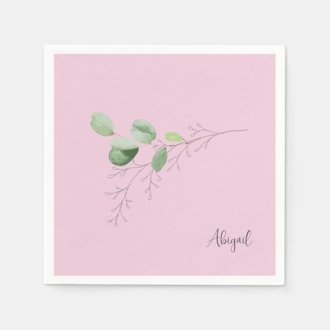 Spring  Foliage Pink Custom Napkins (Front)