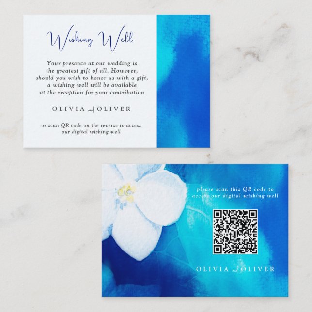 Spring Fondness Wedding Wishing Well QR Code Enclosure Card (Front/Back)