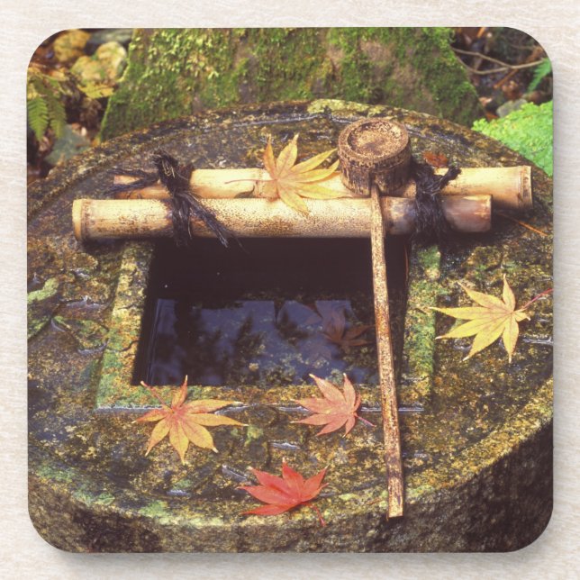 Spring for Tea Ceremony, Ryanji Temple, Kyoto, Beverage Coaster (Front)