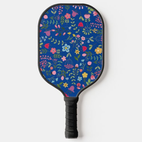 Spring for Wildflowers Floral Pattern Bright Blue Pickleball Paddle