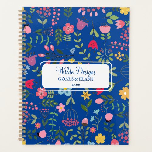 Spring for Wildflowers Floral Pattern Bright Blue Planner
