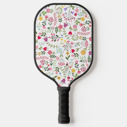 Spring for Wildflowers Floral Pattern Bright White Pickleball Paddle