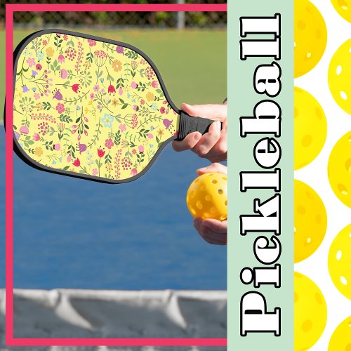 Spring for Wildflowers Floral Pattern Lemon Yellow Pickleball Paddle