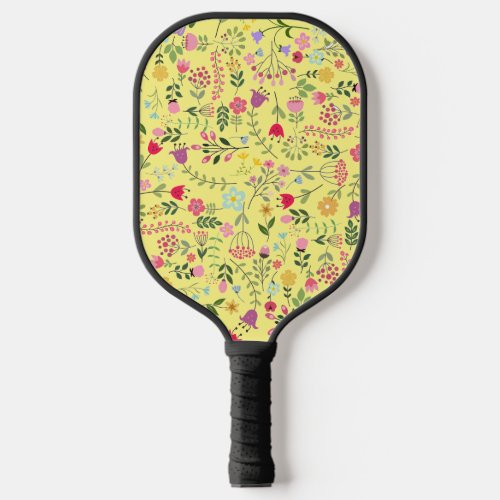 Spring for Wildflowers Floral Pattern Lemon Yellow Pickleball Paddle