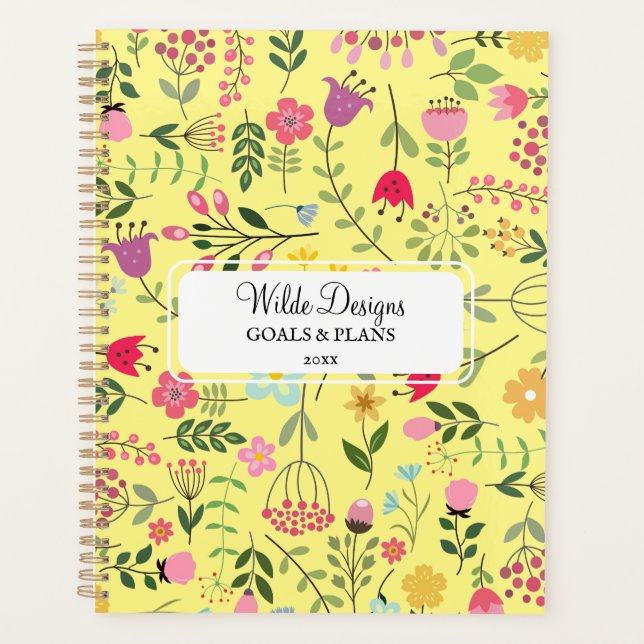 Spring for Wildflowers Floral Pattern Lemon Yellow Planner (Front)