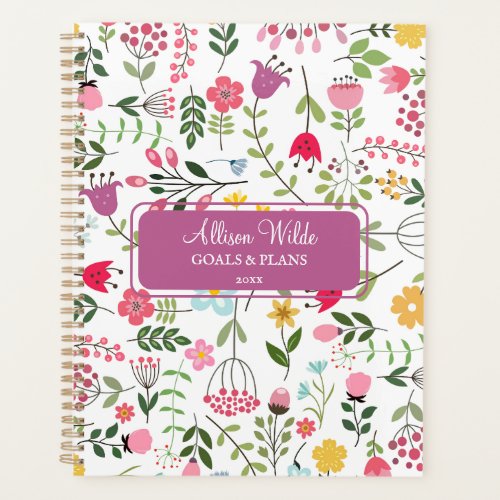 Spring for Wildflowers Floral Pattern Purple White Planner