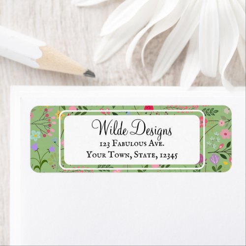 Spring for Wildflowers Floral Pattern Sage Green  Label