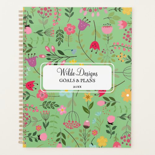Spring for Wildflowers Floral Pattern Sage Green Planner