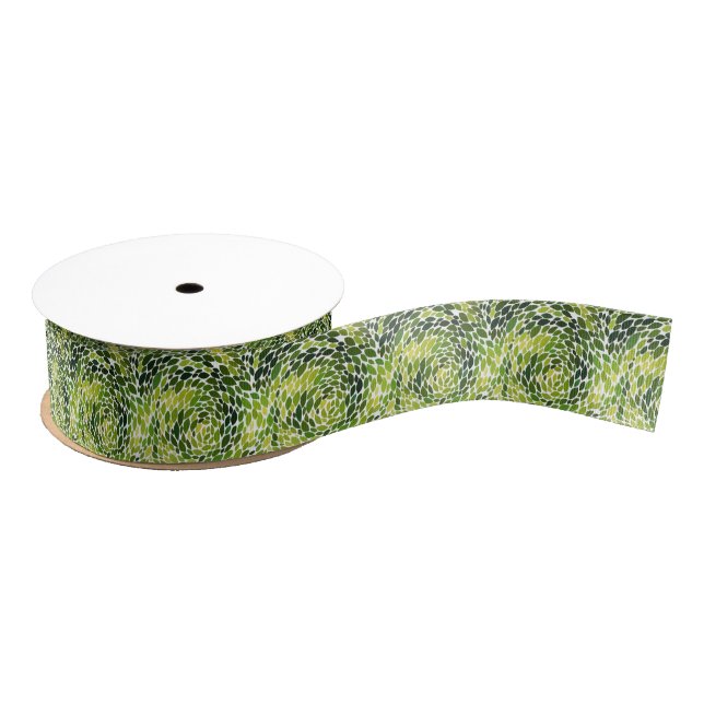 Spring Forest Dancing Green Leaves Watercolor Grosgrain Ribbon (Spool)