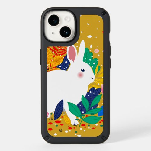 Spring Forest Flower White Bunny  Speck iPhone Cas Speck iPhone 14 Case