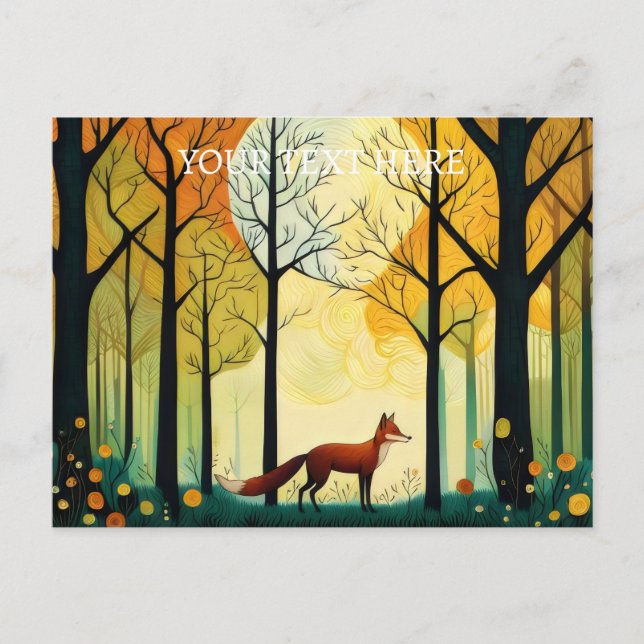 Spring Forest Fox Painting Postcard (Front)