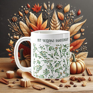 Spring Forest Leaves Wild flowers Cute Anniversary Coffee Mug