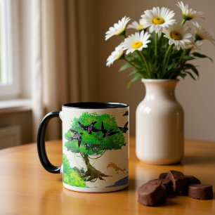 Spring Forest Life with Birds and Squirrel – Natur Giant Coffee Mug