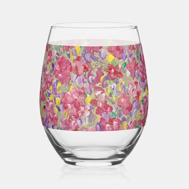 Spring Forward Floral Stemless Wine Glass (Front)