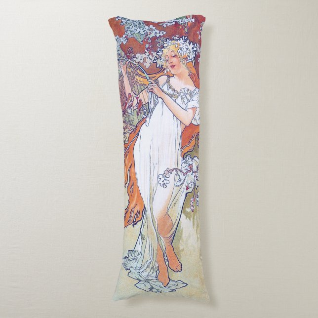 Spring (Four Seasons), Alphonse Mucha Body Pillow (Front Vertical)