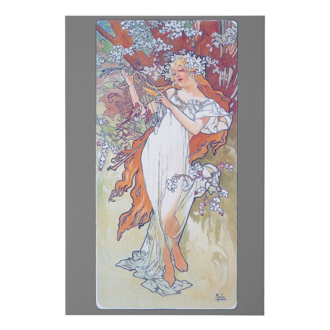 Spring (Four Seasons), Alphonse Mucha Faux Canvas Print (Front)