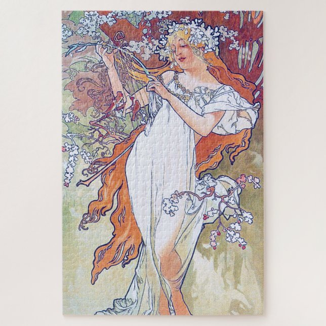 Spring (Four Seasons), Alphonse Mucha Jigsaw Puzzle (Vertical)