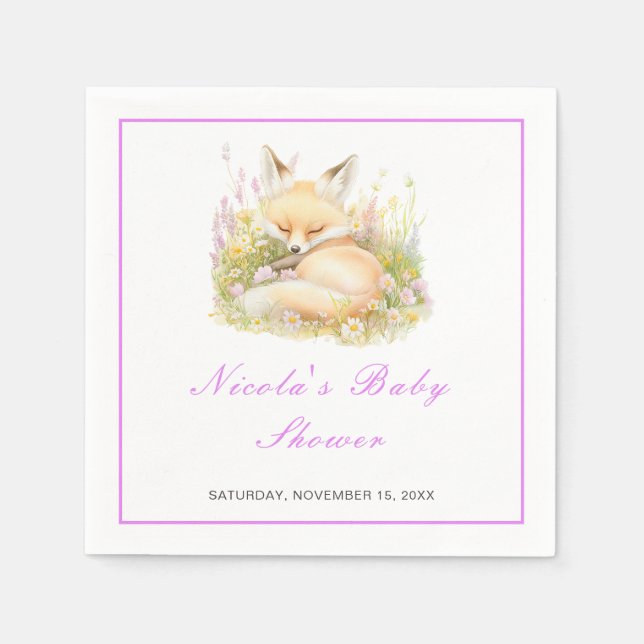 Spring Fox Baby Shower Napkins (Front)