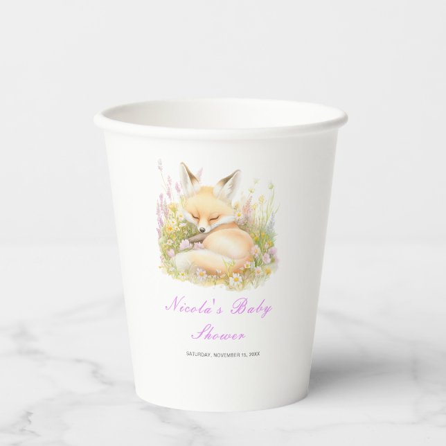 Spring Fox Baby Shower Paper Cups (Front)