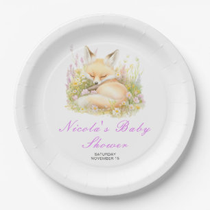 Spring Fox Baby Shower Paper Plates