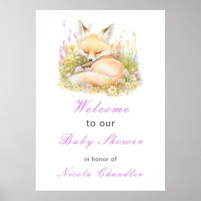 Spring Fox Baby Shower Poster (Front)