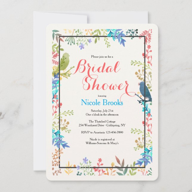Spring Frame Vertical Bridal Shower Invitation (Front)