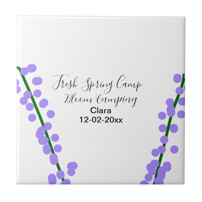 Spring fresh camping lavender flowers name date si ceramic tile (Front)