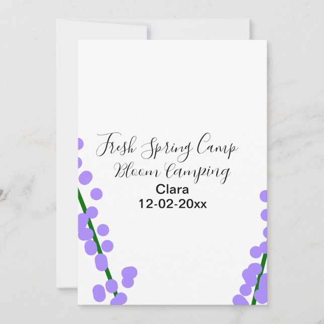 Spring fresh camping lavender flowers name date si invitation (Front)