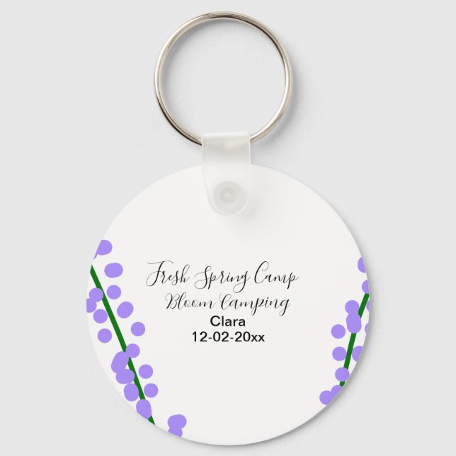 Spring fresh camping lavender flowers name date si keychain (Front)