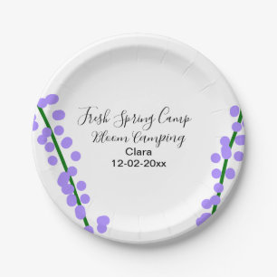 Spring fresh camping lavender flowers name date si paper plates